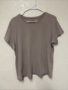 PERUVIAN CONNECTION 100% Pima Cotton Taupe Short Sleeve Tee Size XL